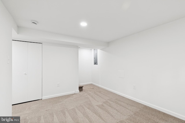 5817 Jamestown Rd, Hyattsville, MD 20782 - finished basement with baseboards, carpet floors, and electric panel