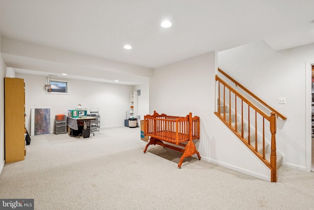 12649 Victory Lakes Loop, Bristow, VA 20136 - sitting room featuring carpet flooring, recessed lighting, and stairs