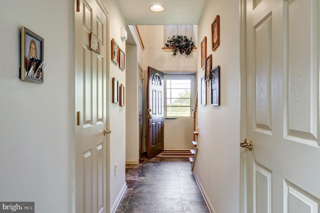137 S Ronks Rd, Ronks, PA 17572 - corridor featuring baseboards, stone tile floors, and recessed lighting