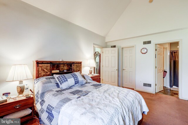 137 S Ronks Rd, Ronks, PA 17572 - bedroom featuring carpet flooring, high vaulted ceiling, and baseboards