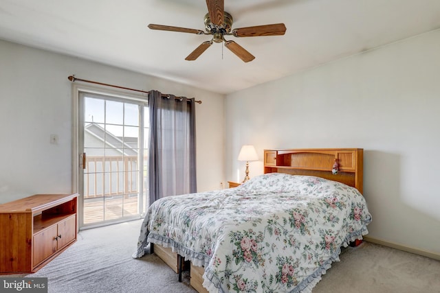 137 S Ronks Rd, Ronks, PA 17572 - bedroom featuring access to outside, light colored carpet, and a ceiling fan
