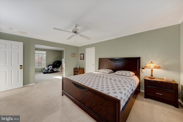 102 Windsong Dr, Doylestown, PA 18901 - bedroom with light carpet, ornamental molding, baseboards, and ceiling fan