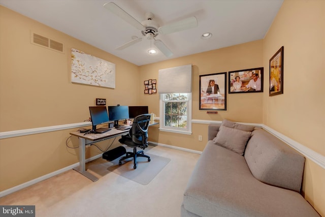 102 Windsong Dr, Doylestown, PA 18901 - office space featuring carpet floors, baseboards, a ceiling fan, and recessed lighting