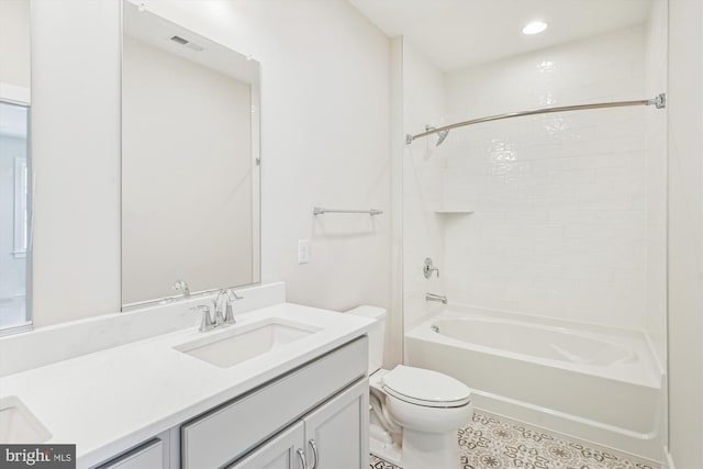 57 Bayside Dr, Fenwick Island, DE 19944 - full bath with toilet, vanity, washtub / shower combination, recessed lighting, and tile patterned flooring