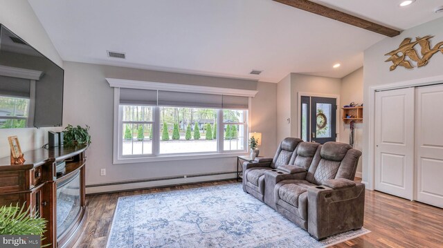 411 Spencer, Galloway, NJ 08205 - living area with wood finished floors, baseboard heating, and recessed lighting