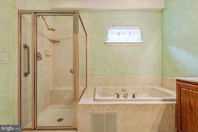 1 Grande Blvd, West Windsor, NJ 08550 - bathroom with a garden tub, a stall shower, and vanity