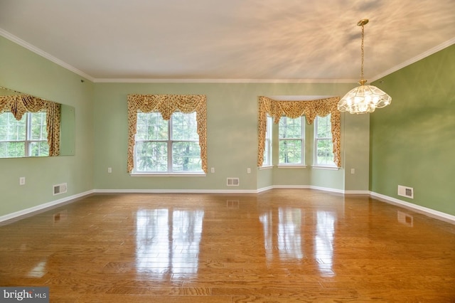 1 Grande Blvd, West Windsor, NJ 08550 - unfurnished room featuring a chandelier, wood finished floors, baseboards, and crown molding