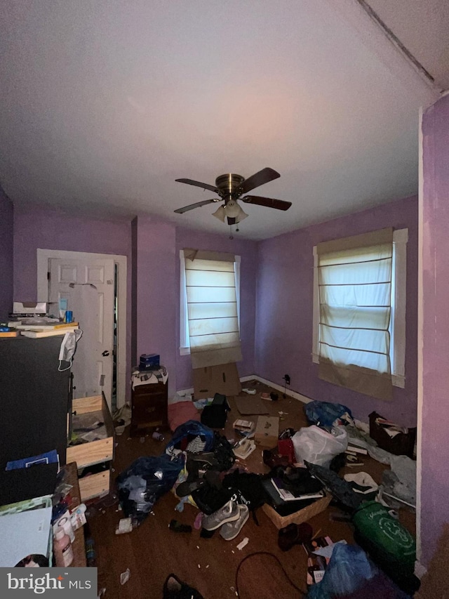 bedroom featuring ceiling fan