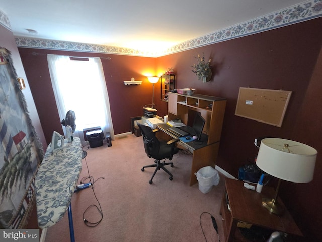 view of carpeted office space