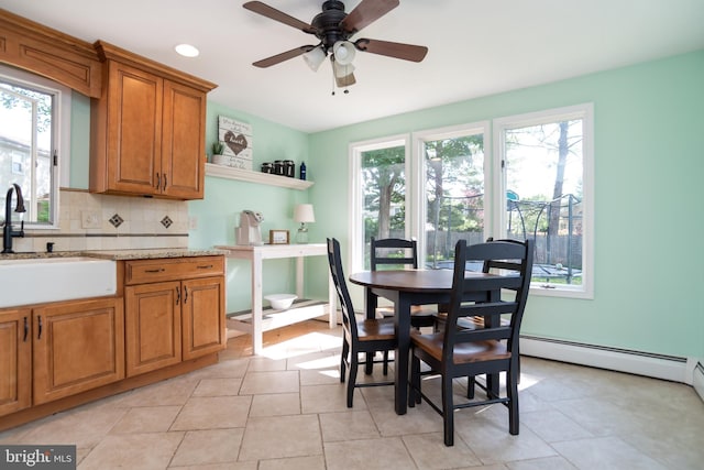 303 N Elm Ave, Newtown, PA 18940 - dining room with a ceiling fan, recessed lighting, and light tile patterned floors