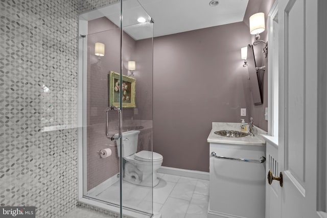 1182 Wrack Rd, Meadowbrook, PA 19046 - full bath with a stall shower, vanity, toilet, marble look tile flooring, and baseboards