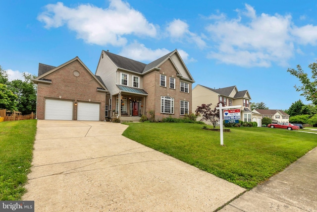 911 Echo Bay Ct, Gambrills, MD 21054 - traditional-style home featuring brick siding, driveway, covered porch, and an attached garage