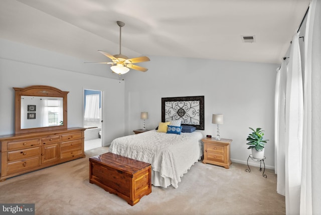20355 Snowpoint Pl, Ashburn, VA 20147 - bedroom with light carpet, vaulted ceiling, ceiling fan, and baseboards