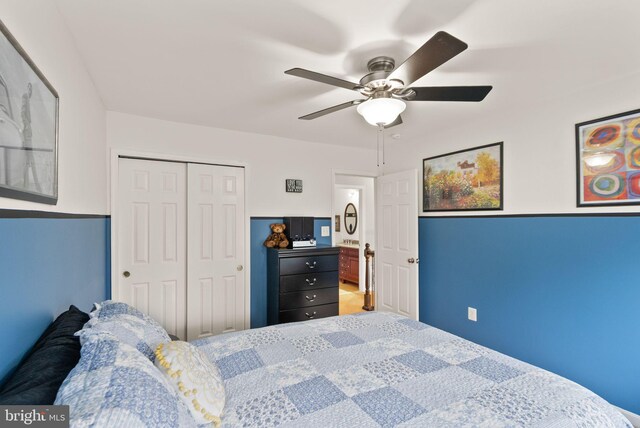 20355 Snowpoint Pl, Ashburn, VA 20147 - bedroom featuring a closet and a ceiling fan