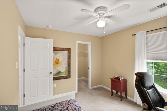 20355 Snowpoint Pl, Ashburn, VA 20147 - home office with light carpet, ceiling fan, and baseboards