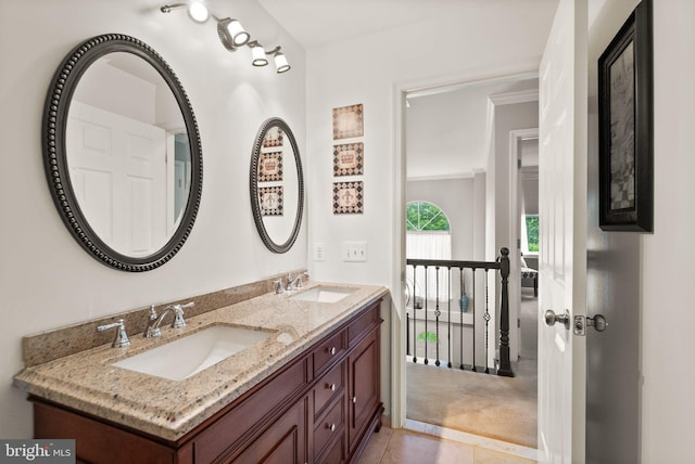 20355 Snowpoint Pl, Ashburn, VA 20147 - bathroom with double vanity and tile patterned flooring