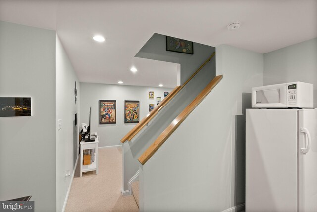 20355 Snowpoint Pl, Ashburn, VA 20147 - staircase with recessed lighting, carpet floors, and baseboards