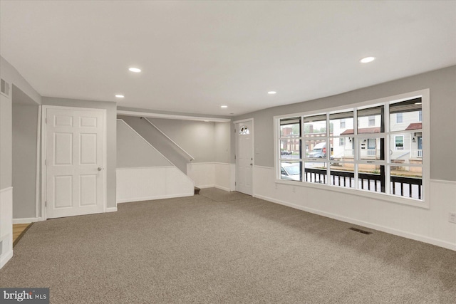 134 S Market St, New Cumberland, PA 17070 - below grade area featuring carpet flooring, recessed lighting, and stairway