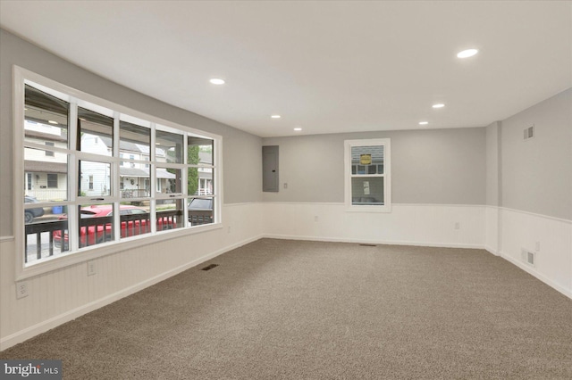 134 S Market St, New Cumberland, PA 17070 - unfurnished room featuring a wainscoted wall, recessed lighting, carpet, and electric panel