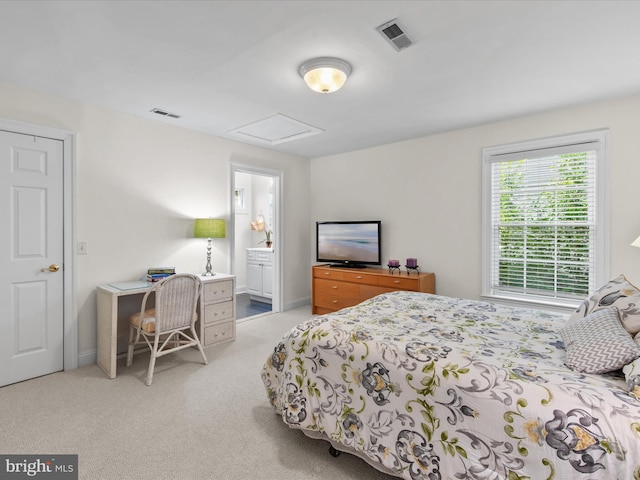 37 Sussex St, Rehoboth Beach, DE 19971 - bedroom featuring attic access, light carpet, and ensuite bathroom