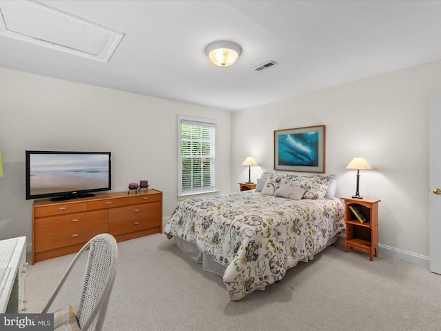 37 Sussex St, Rehoboth Beach, DE 19971 - bedroom with attic access, light carpet, and baseboards