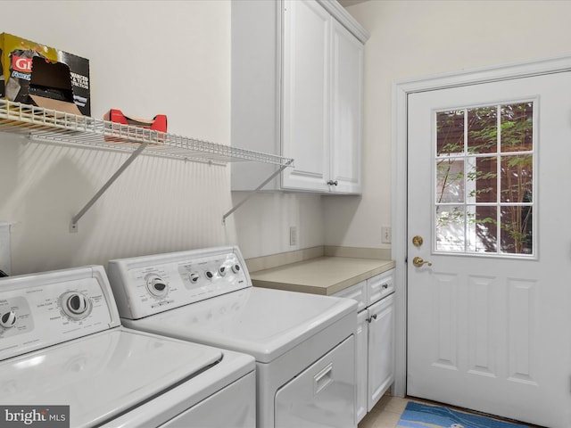 37 Sussex St, Rehoboth Beach, DE 19971 - laundry room featuring cabinet space, washer and dryer, and light tile patterned floors