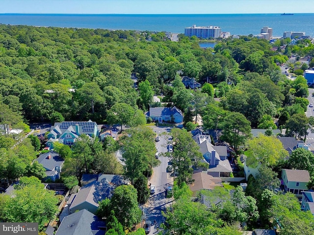 37 Sussex St, Rehoboth Beach, DE 19971 - aerial view of property and surrounding area with a large body of water, a forest, and nearby suburban area