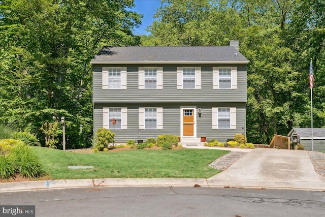 501 Macmillan Ct, Arnold, MD 21012 - colonial home with entry steps, a chimney, and a front lawn