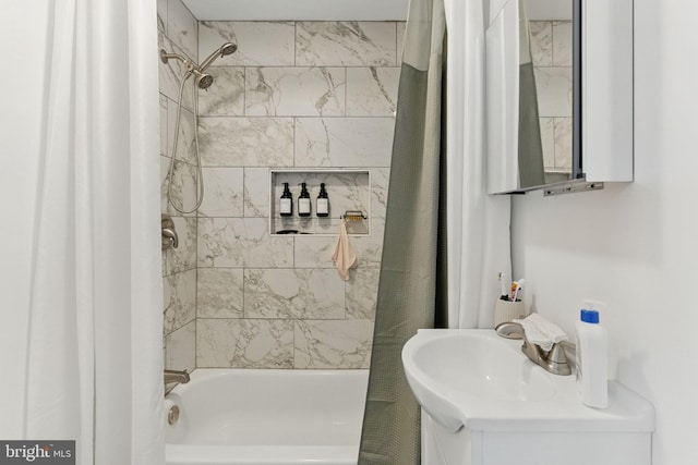 4508 Post Rd, Marcus Hook, PA 19061 - bathroom featuring shower / bathtub combination with curtain and vanity