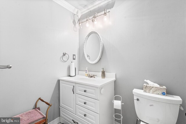 145 Arbor Meadow Dr, Sicklerville, NJ 08081 - half bath featuring ornamental molding, vanity, and toilet