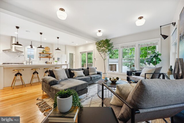 203 Spring Ave, Takoma Park, MD 20912 - living room featuring light wood-style flooring, healthy amount of natural light, and recessed lighting