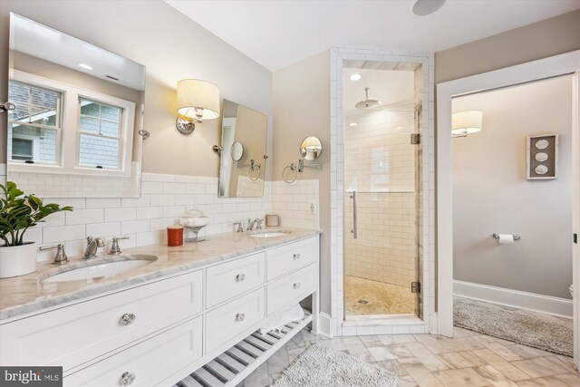 203 Spring Ave, Takoma Park, MD 20912 - bathroom with a stall shower and double vanity