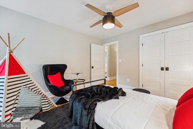 203 Spring Ave, Takoma Park, MD 20912 - bedroom featuring baseboards, a closet, and a ceiling fan