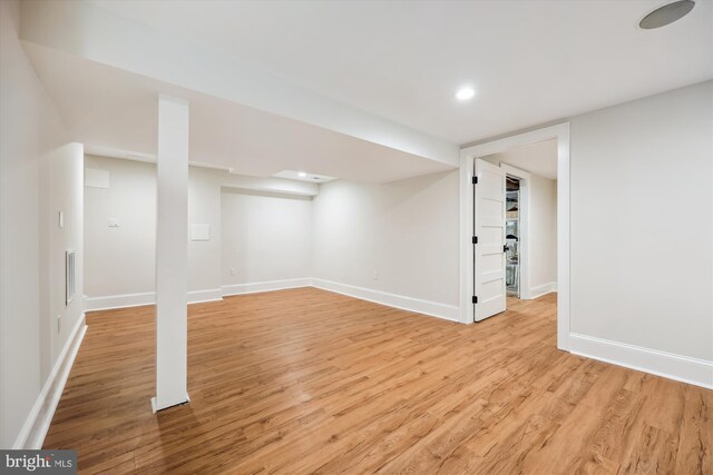 203 Spring Ave, Takoma Park, MD 20912 - finished below grade area featuring light wood-style flooring, baseboards, and recessed lighting