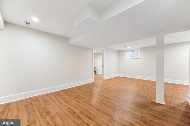 203 Spring Ave, Takoma Park, MD 20912 - basement featuring light wood-style flooring, baseboards, and recessed lighting