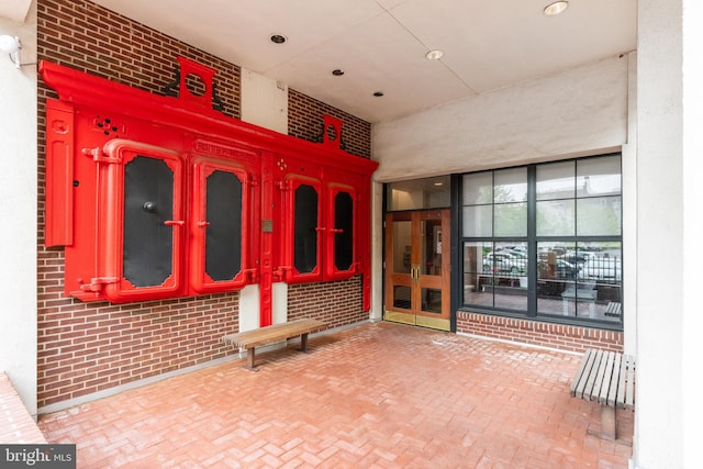 property entrance with french doors