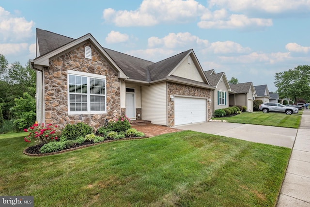 221 Heritage Way, Deptford, NJ 08096 - view of front of property with stone siding, concrete driveway, and an attached garage