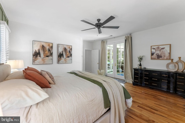 5194 Chase Ln, Midland, VA 22728 - bedroom featuring access to outside, wood finished floors, and ceiling fan