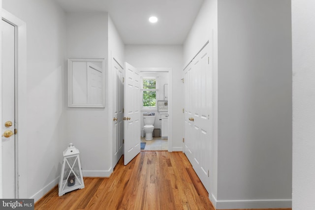 5194 Chase Ln, Midland, VA 22728 - hall with light wood-type flooring, baseboards, and recessed lighting