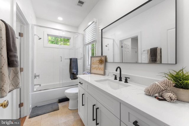 5194 Chase Ln, Midland, VA 22728 - bathroom featuring vanity, toilet, shower / bath combination with glass door, and recessed lighting