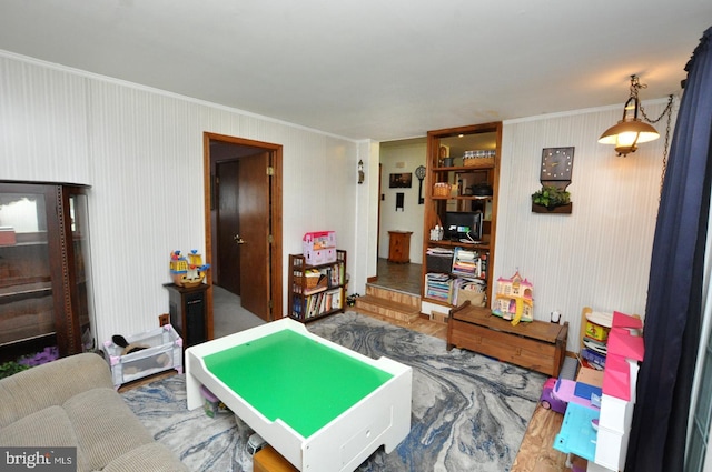 400 S Arthur Dr, Edgewater Park, NJ 08010 - rec room with crown molding and wood finished floors