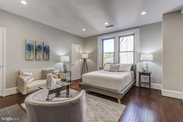 2129 Florida Ave NW Unit 507, Washington, DC 20008 - bedroom with wood-type flooring, baseboards, and recessed lighting