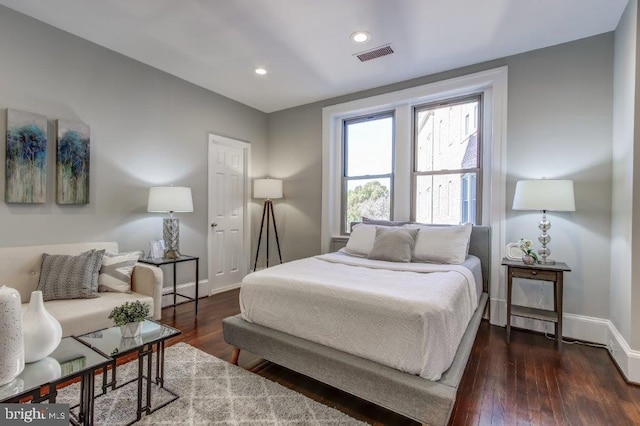 2129 Florida Ave NW Unit 507, Washington, DC 20008 - bedroom with baseboards, dark wood-style floors, and recessed lighting