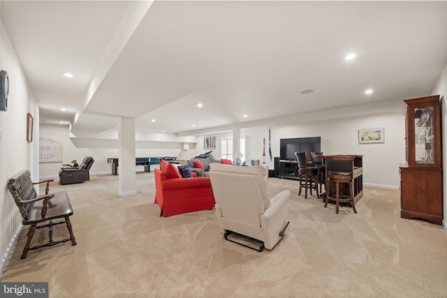 355 Dillon Cir, Middletown, DE 19709 - living room with light colored carpet, recessed lighting, and baseboards