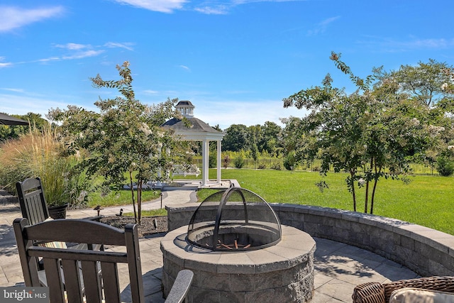 355 Dillon Cir, Middletown, DE 19709 - view of patio / terrace with an outdoor fire pit and a gazebo