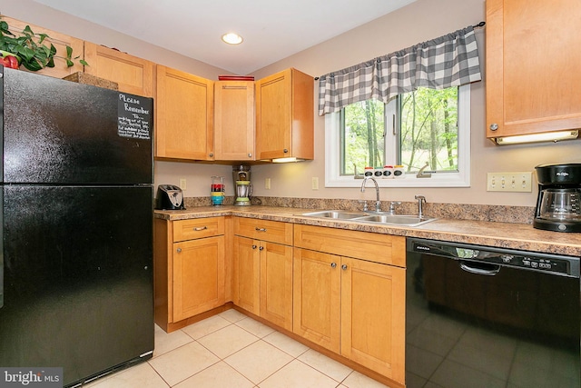175 Roman Ridge Rd Unit 15, Oakland, MD 21550 - kitchen with black appliances, a sink, light tile patterned floors, recessed lighting, and light countertops
