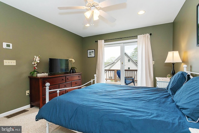 175 Roman Ridge Rd Unit 15, Oakland, MD 21550 - carpeted bedroom featuring access to exterior, baseboards, ceiling fan, and recessed lighting