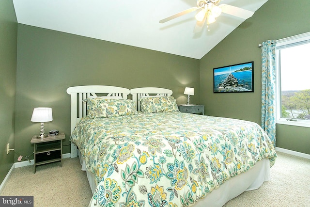 175 Roman Ridge Rd Unit 15, Oakland, MD 21550 - carpeted bedroom featuring baseboards, lofted ceiling, and ceiling fan