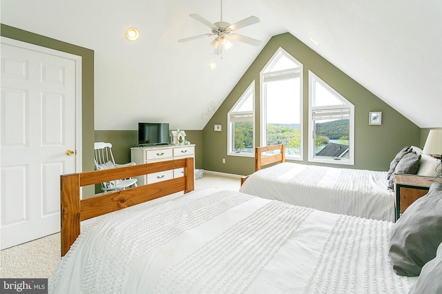 175 Roman Ridge Rd Unit 15, Oakland, MD 21550 - bedroom featuring vaulted ceiling, carpet flooring, baseboards, and ceiling fan