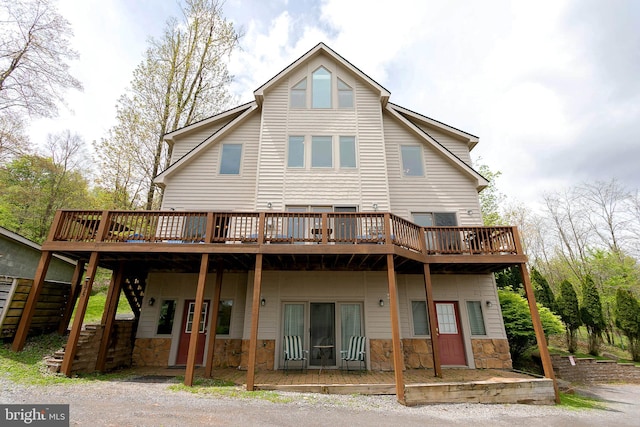 175 Roman Ridge Rd Unit 15, Oakland, MD 21550 - back of property with a wooden deck and stone siding